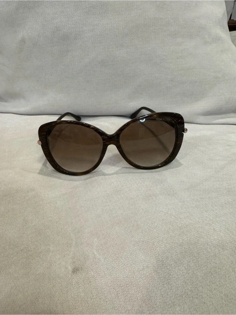 Tom Ford Brown Gradient Cat-Eye Sunglasses with Gold Accents